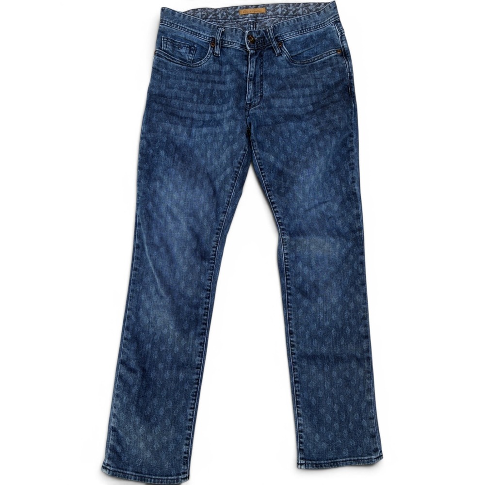 Robert Graham Mens Paisley Print Denim Jeans Blue Straight Leg Size 31